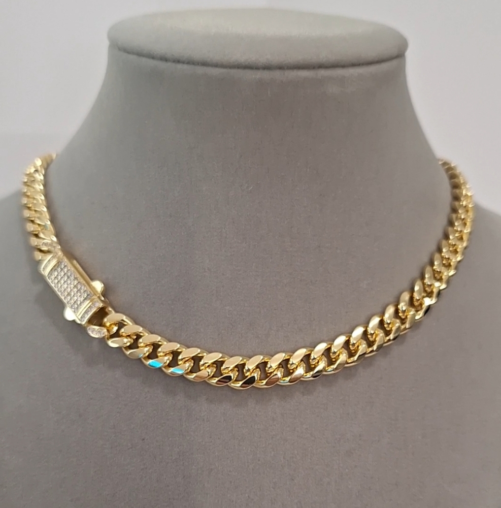 8mm Cuban link  Necklace with diamond lock.